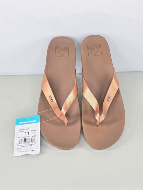 Reef Shoes - Reef Cushion Court Rose Gold Vegan Leather Sandals Women’s Size 11 NWT